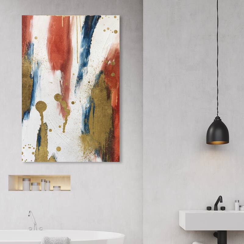 Wynwood Studio Canvas Abstract Golden Orange Mix White and Metallic Gold Modern & Contemporary Wall Art Canvas Print - 45 x 30