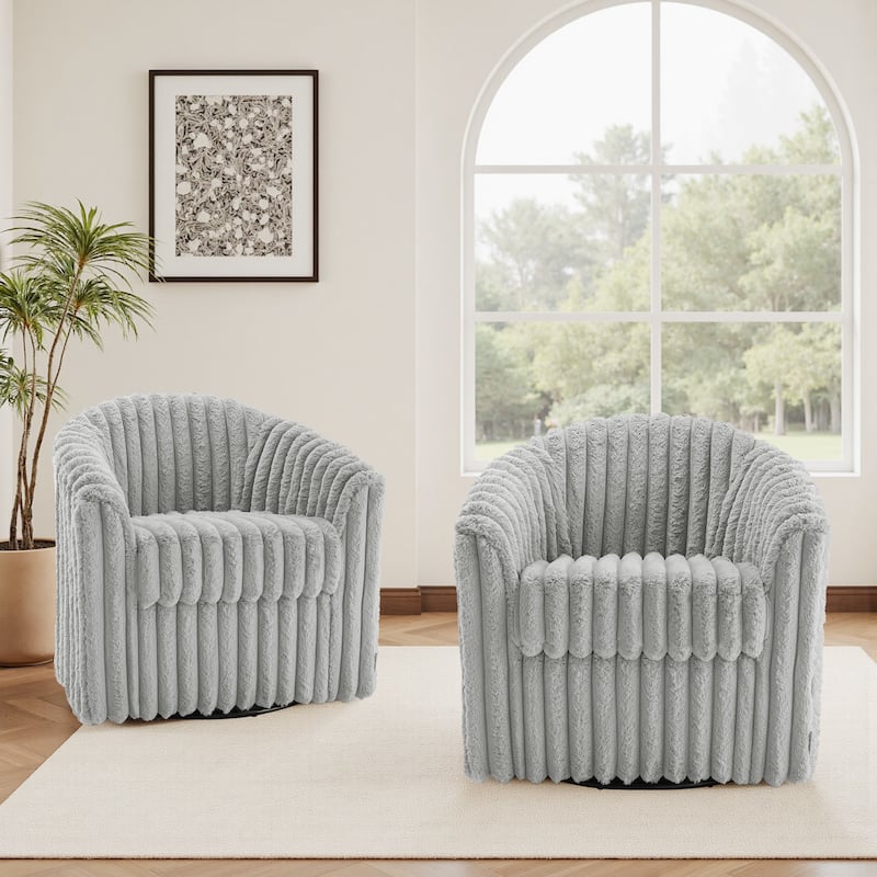 Single Sofa Armchair Swivel Barrel Chair (Set of 2)