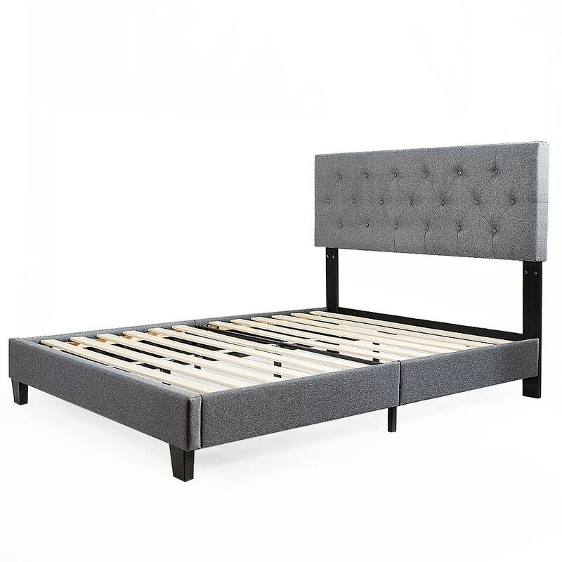 Gymax Full Size Upholstered Panel Bed W/Linen Panel Headboard