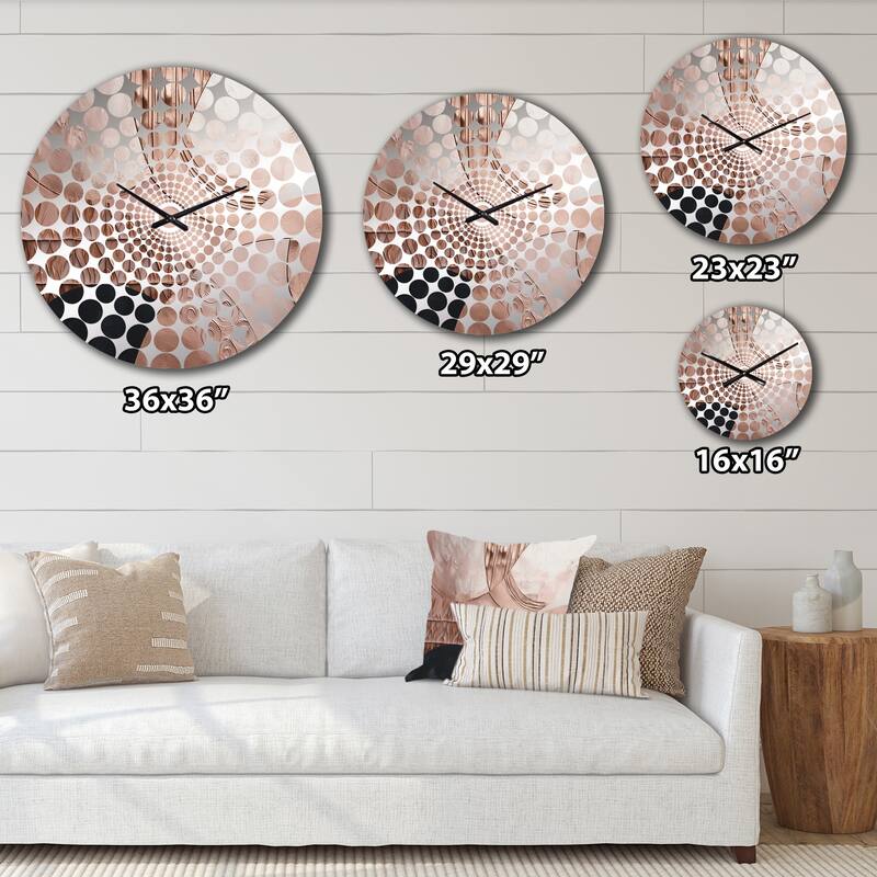 Designart "Rosegold Half Circles Boho I" Gold Abstract Clocks Modern Oversized Wall Clocks For Bedroom
