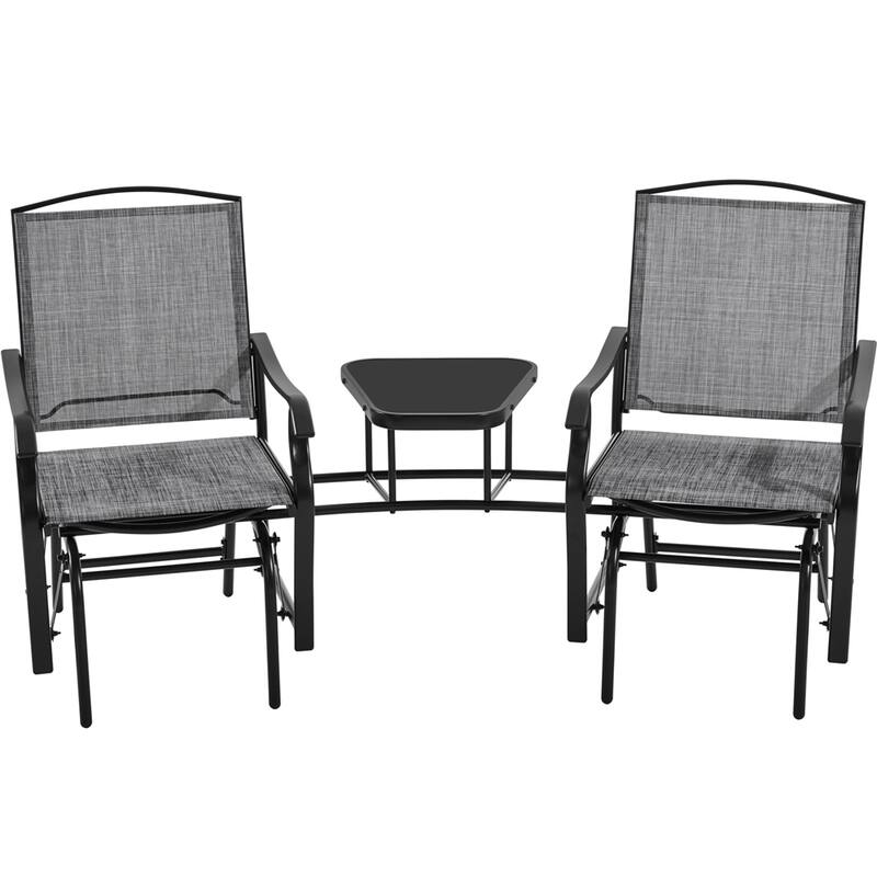 Yaheetech 2-Person Patio Glider with Table Swing Glider Chair - Grey