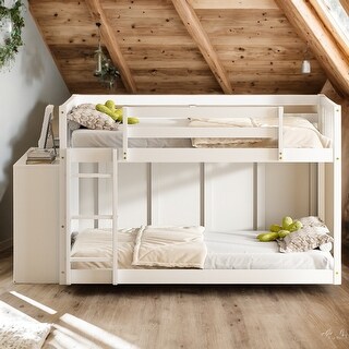 Full over Full Bunk Bed with 4 Drawers and 3 Shelves