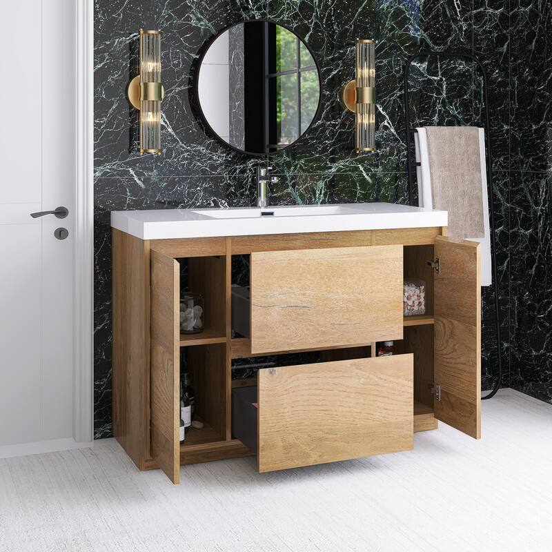 Floating Bathroom Vanity with Integrated Resin Top