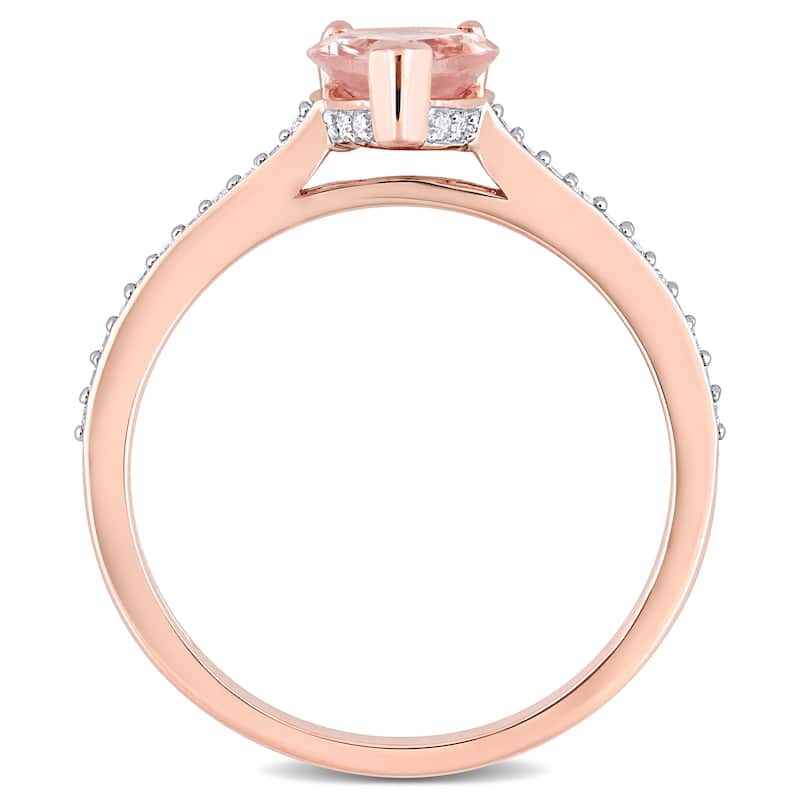 Miadora 10k Rose Gold Pear-cut Morganite and 1/8ct TDW Diamond Teardrop Ring