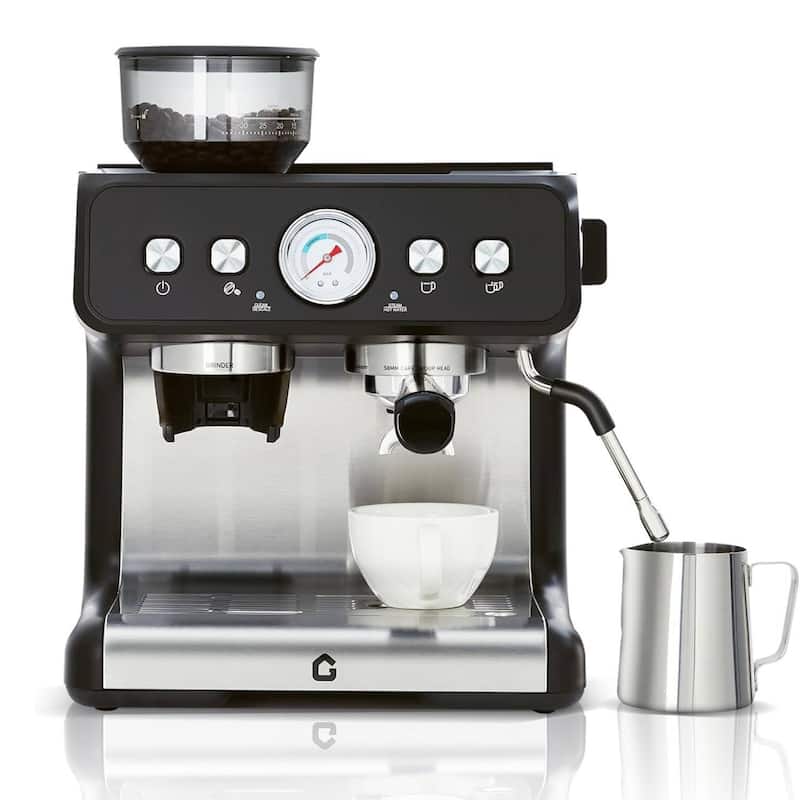 Espresso Coffee Machine with Grinder & 20 Bar Pressure, 2.8L Removable Water Tank, Black - Black