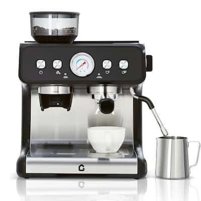 Espresso Coffee Machine with Grinder & 20 Bar Pressure, 2.8L Removable Water Tank, Black