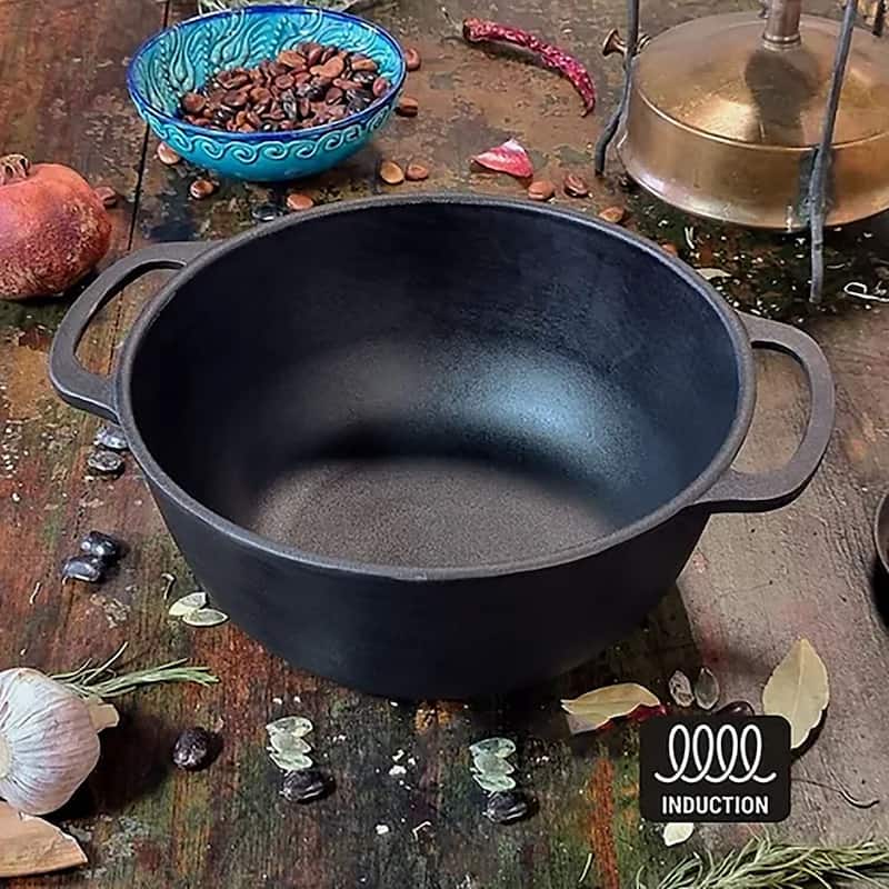Cast Iron Brazier Pot Pan with Glass Lid