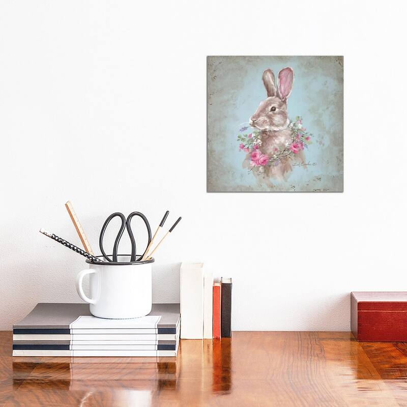 iCanvas "Bunny With Wreath" by Debi Coules Canvas Print - 12x12x0.75
