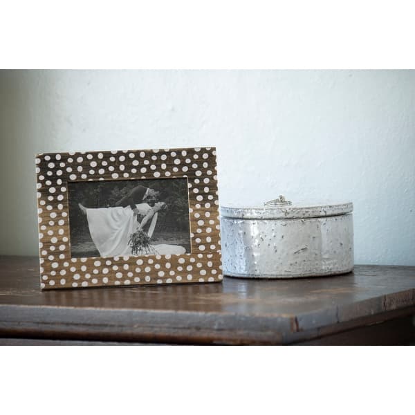 Foreside Home & Garden White Polka Dot Pattern 4x6 inch Wood Decorative Picture Frame