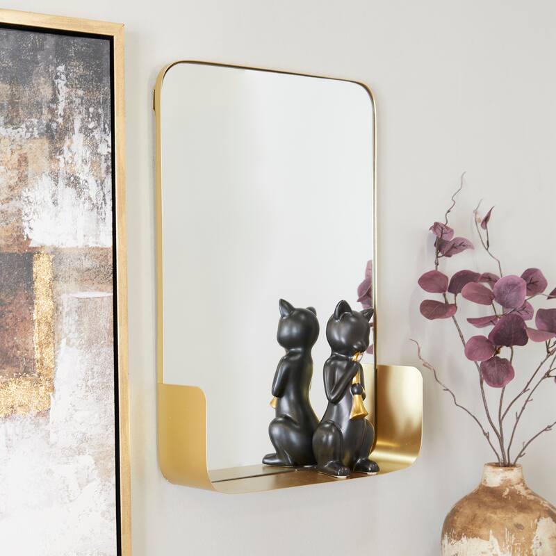 CosmoLiving by Cosmopolitan Metal 1 Shelf Wall Mirror - Black or Gold
