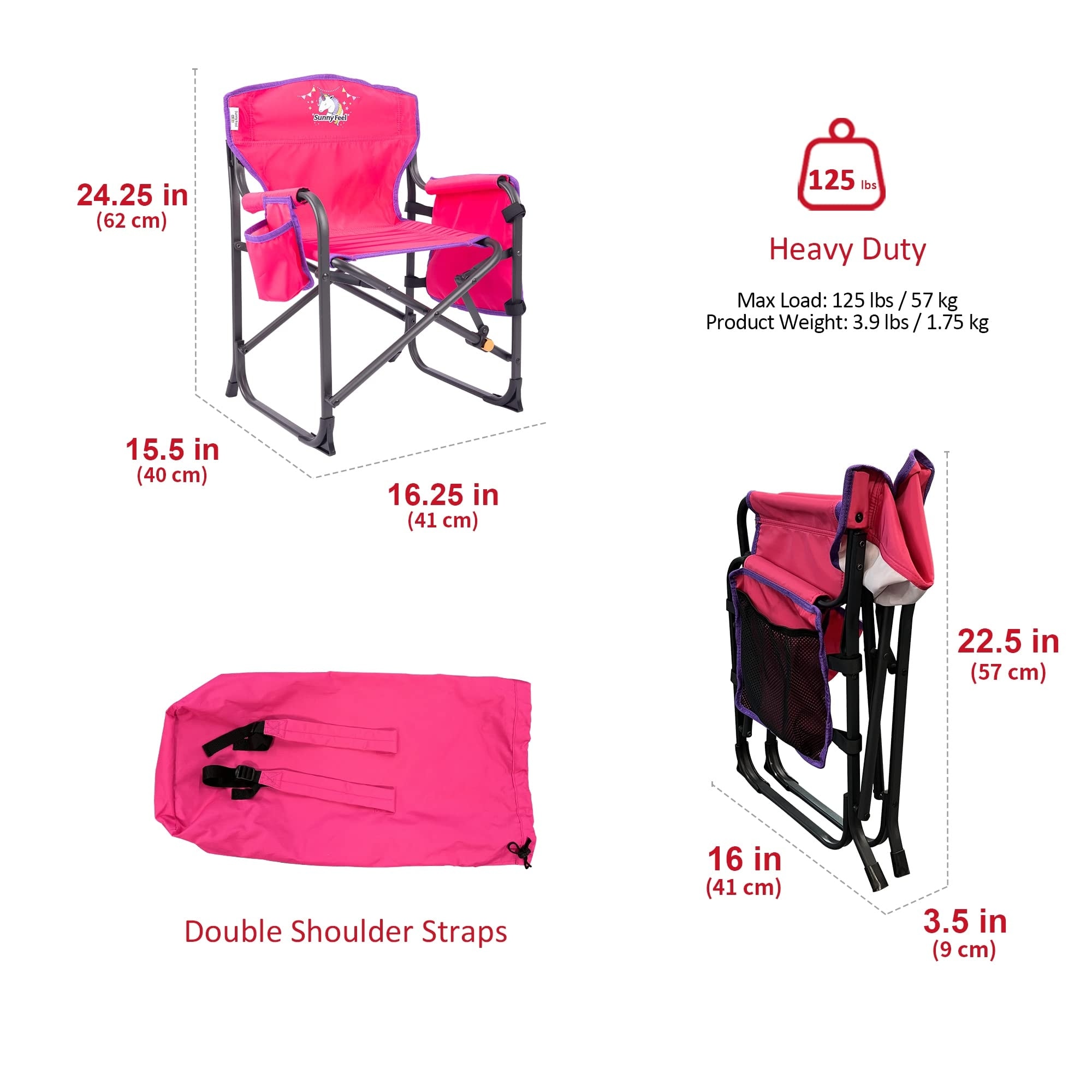 Kids pink Oversized Camping Directors Chair Portable Folding Lawn Chairs for Adults Heavy Duty with Side Table Bed Bath Beyond 37438970