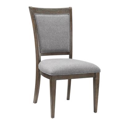 Brown/Gray Fabric Upholstered Wood Frame Dining Chair, Set of 2, Sturdy Dining Chair for Dining Rooms - 19.5