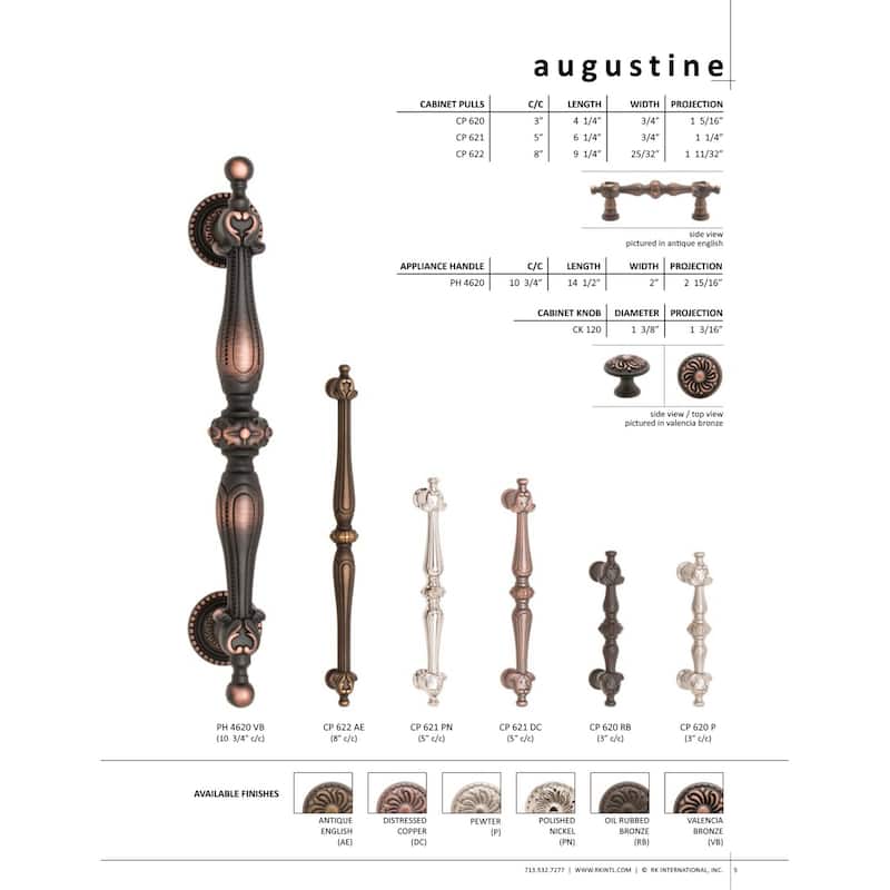 RK International Augustine 1-3/8 Inch Mushroom Cabinet Knob