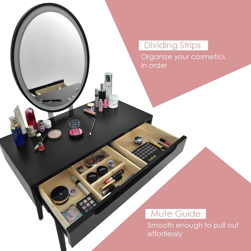 Gymax Makeup Vanity Dressing Table Set w/ Touch Screen Padded Stool