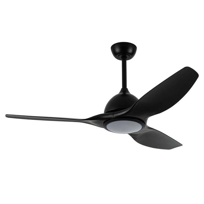 52" Modern Black ABS 3-blade Propeller Ceiling Fan with Light and Remote