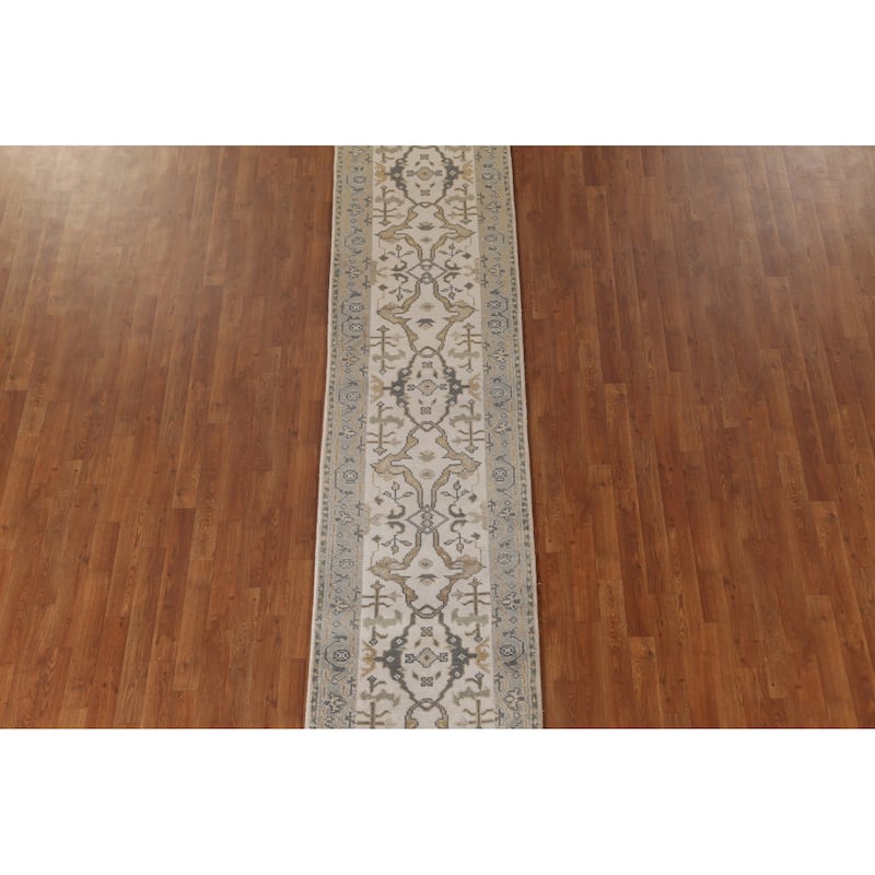 Floral Oushak Oriental Runner Rug Handmade Wool Carpet - 2'5"x 11'6"