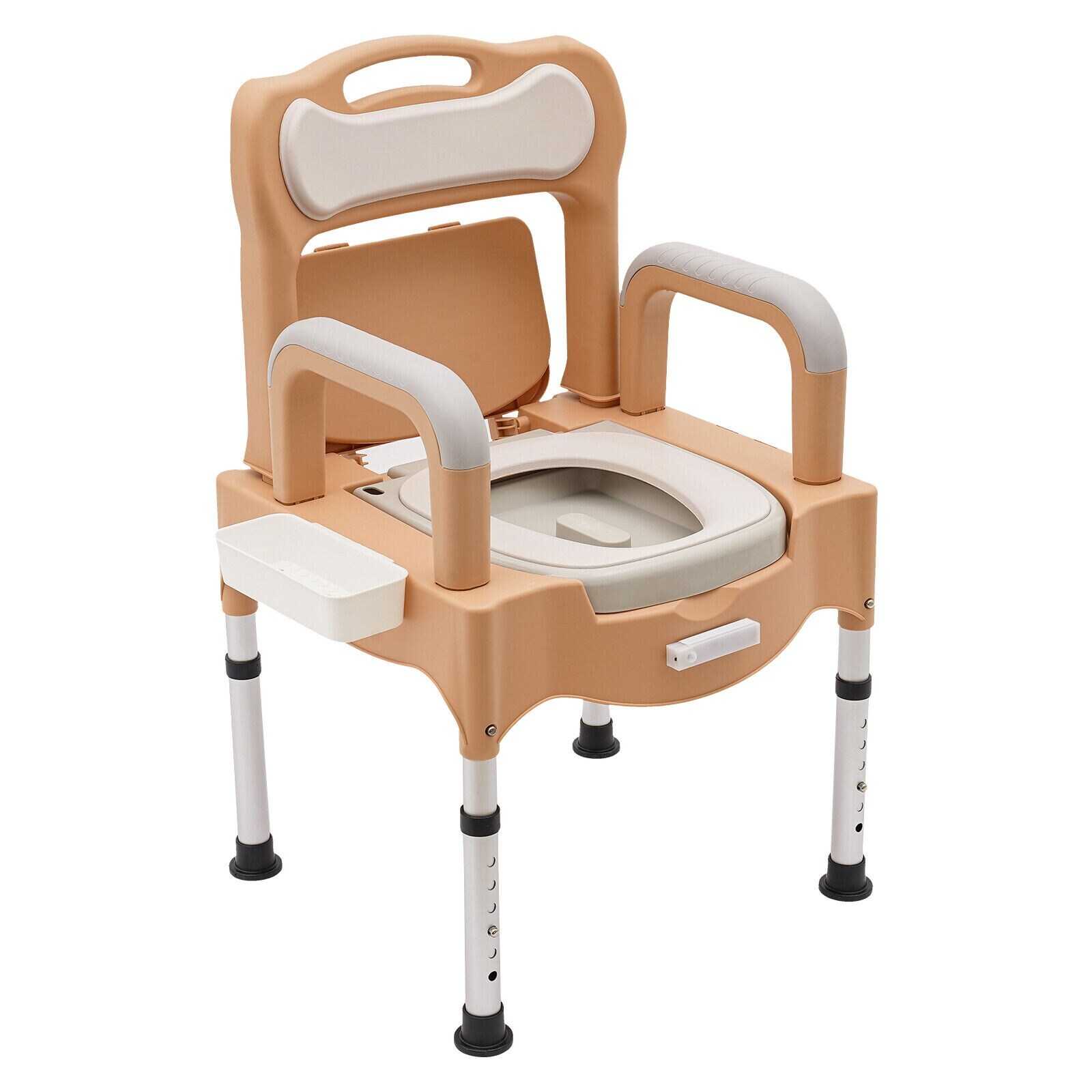 Adult Bedside Commode Chair – Detachable Armrests, PU Leather Seat, Odorless Bucket, For Seniors & Mobility Aid