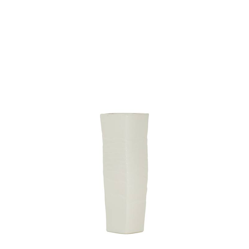 White Ceramic Textured Decorative Vase - 6 x 6 x 16