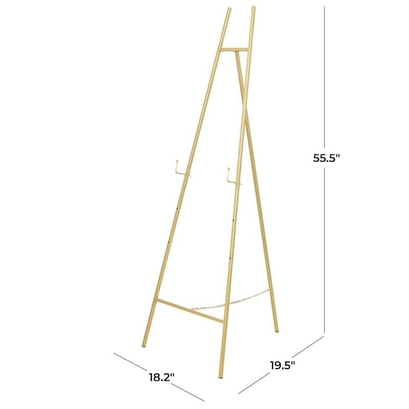 Metal Geometric Tall Adjustable 3 Tier Display Easel with Chain Support - Black or Gold - Roche River Decor