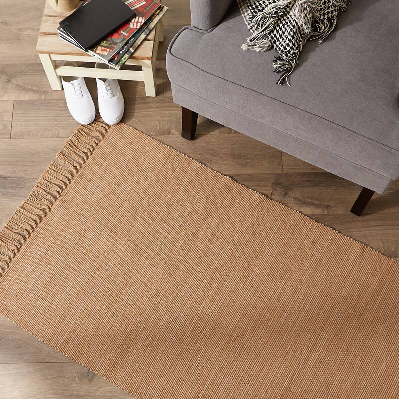 DII Gray and Off White 2-Tone Ribbed Rug 2x3 Ft - 24.0 In. L X 36.0 In. W X 0.2 In. H