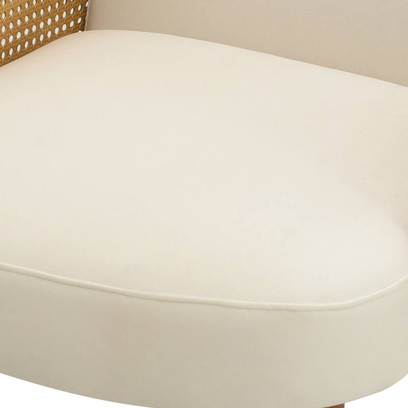 Christopher Knight Home Mid-century Velvet Upholstered Accent Chair with Ratttan Arms&Wooden Legs