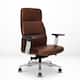 Via Seating Vero Executive High Back Work Chair for Home Office, Genuine Italian Leather Upholstery, Polished Aluminum Finish - Brown