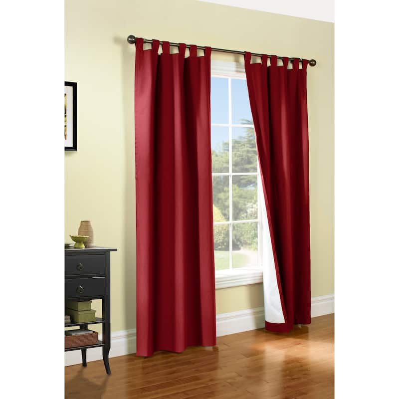 ThermaLogic Weathermate Insulated Cotton Tab Top Curtain Panel - Pair - 40" x 54" - Burgundy