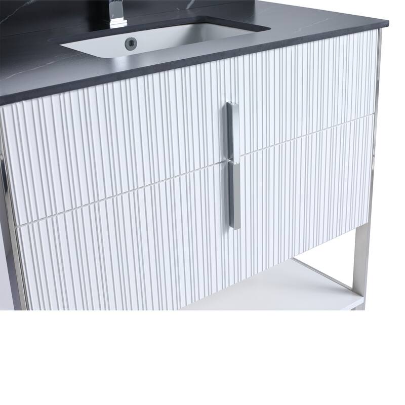 Fine Fixtures Serenity Modern Bathroom Vanity with Black Sintered Stone Top