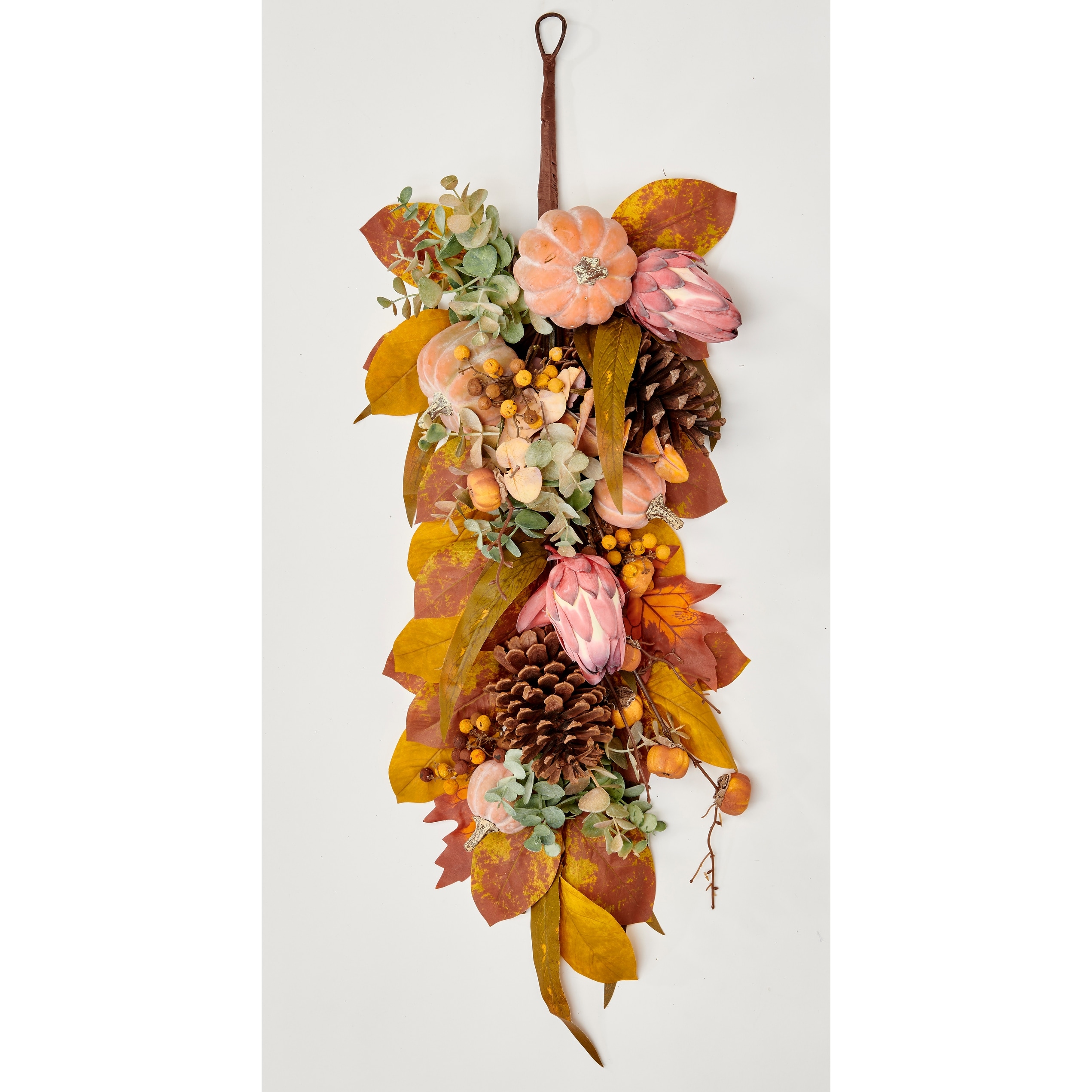 32" Fall Pumpkin Eucaluptus Cone Teardrop