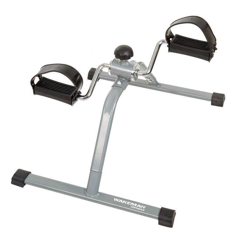 Under-Desk Stationary Bike - Indoor Below-Desk Exercise Pedal Fitness Machine for Physical Therapy by Wakeman (Black and Gray) - Silver