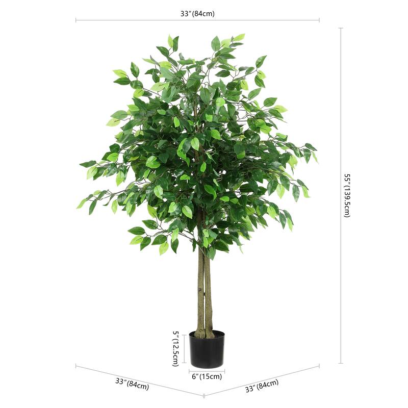SAFAVIEH Sherie Faux Bush Ficus 55-inch Potted Tree - 33" W x 33" D x 55" H - 33Wx33Dx55H