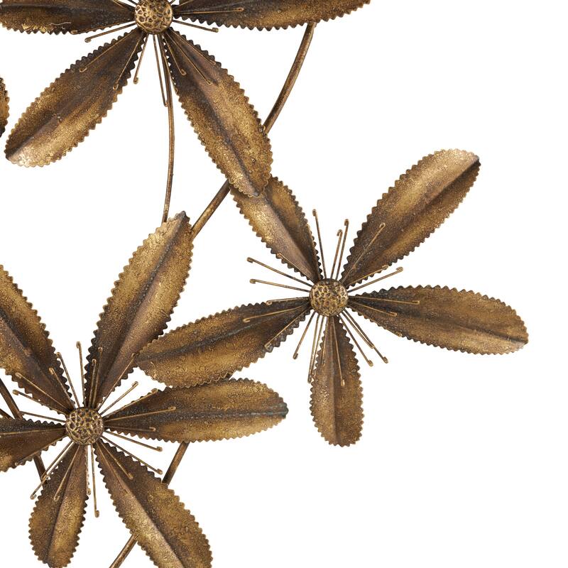 Gold Metal 3D Floral Home Wall Decor