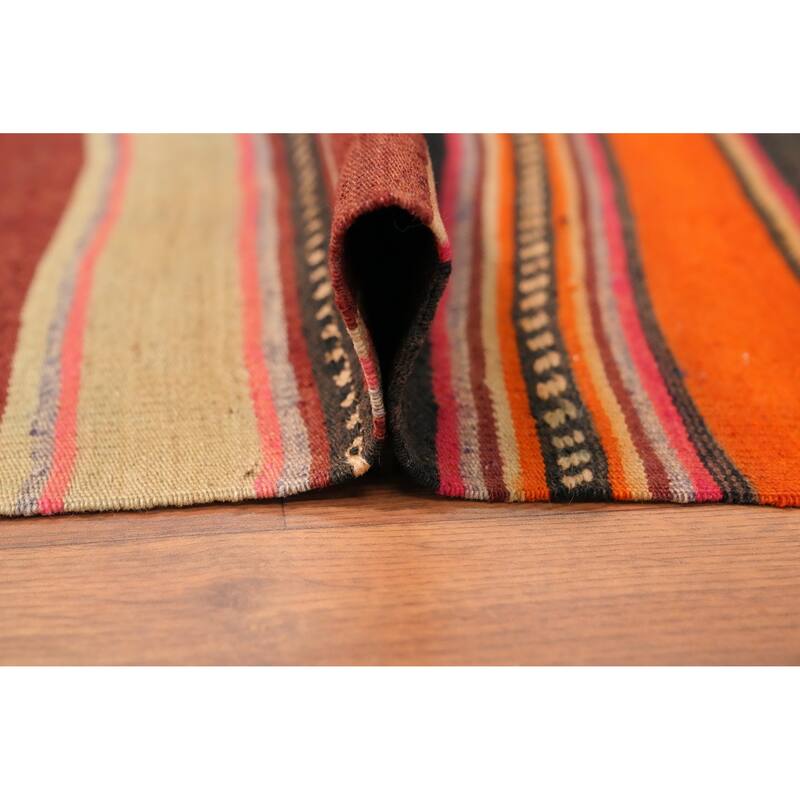 Hand Woven Oriental 100% Wool Carpet Southwestern Tribal Multi-Colored Kilim Area Rug - 5' 11'' X 4' 6''