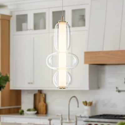 Starsky LED 3000K Tiered Clear Glass Pendant - Gold