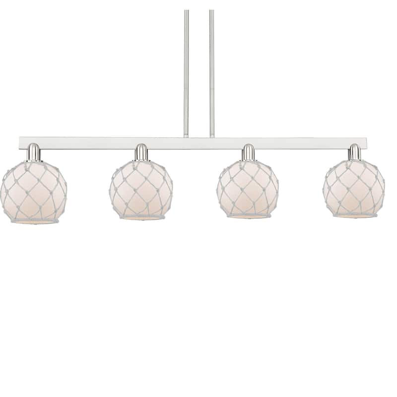 Innovations Lighting 716-4I-11-51 Farmhouse Rope Linear Farmhouse Rope - Brushed Satin Nickel / White Glass with White Rope