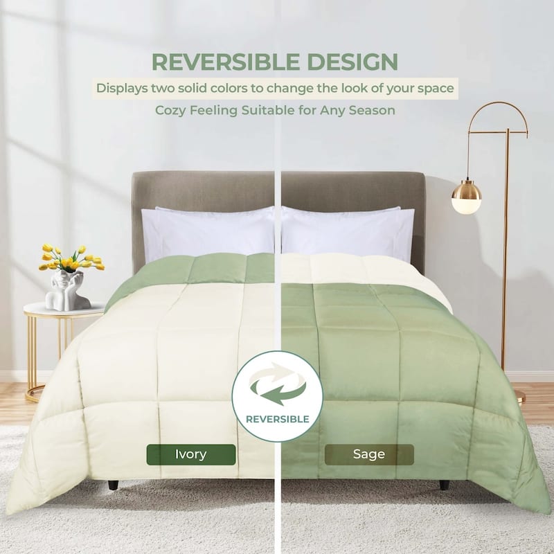 Superior Brushed Microfiber Down Alternative Reversible Comforter