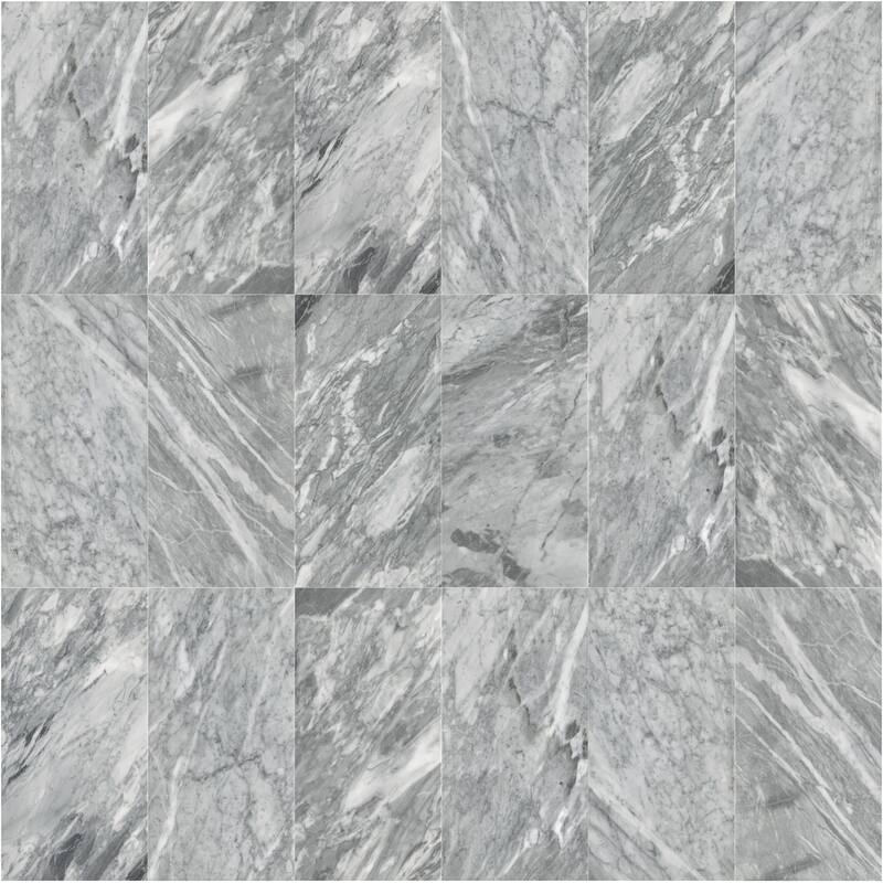 Roomfitters Carrara Marble Tile, Polished Natural Stone for Wall and Floor, Genuine Marble, 4-Piece Box, Gray