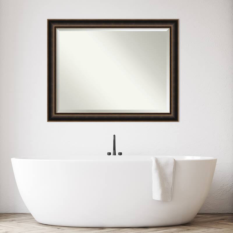 Villa Oil Rubbed Bronze Beveled Wood Framed Bathroom Vanity Wall Mirror - Villa Oil Rubbed Bronze