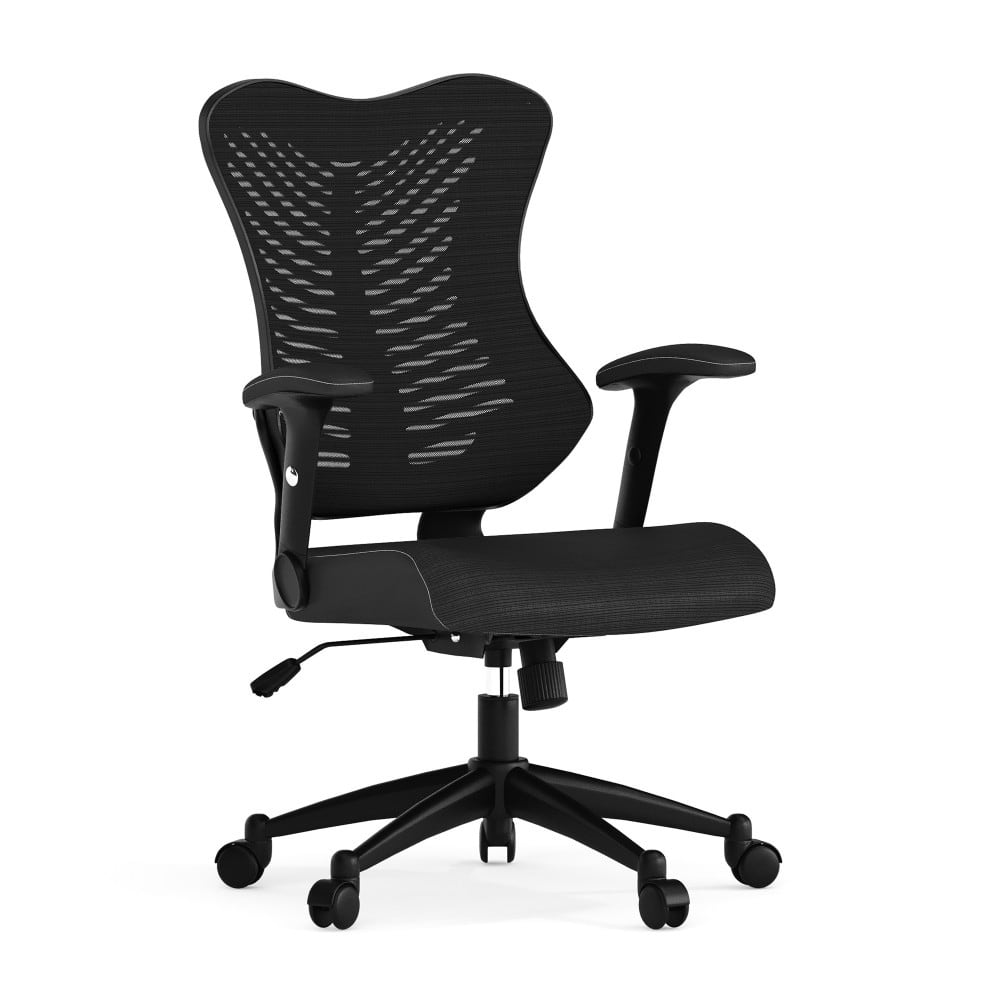 High-Back Mesh Swivel Office Chair with Padded Armrests