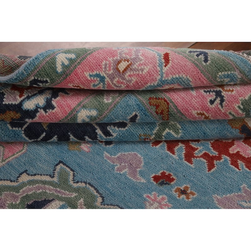 Light Blue Oushak Area Rug Handmade Oriental Wool Carpet - 7'11" x 9'11"