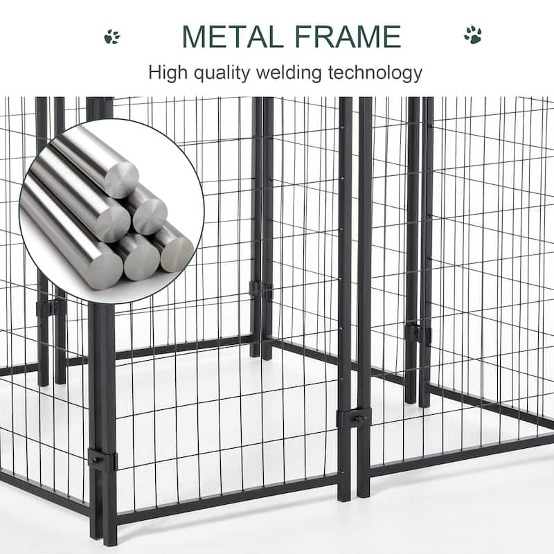 Pawhut Large Outdoor Dog Kennel Galvanized Steel Fence with UV-Resistant Oxford Cloth Roof & Secure Lock