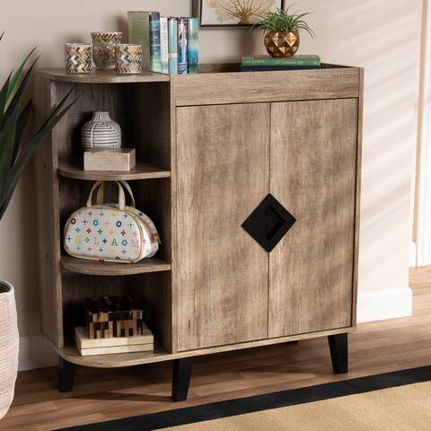 Wales Modern and Contemporary Rustic 2-Door Shoe Storage Cabinet