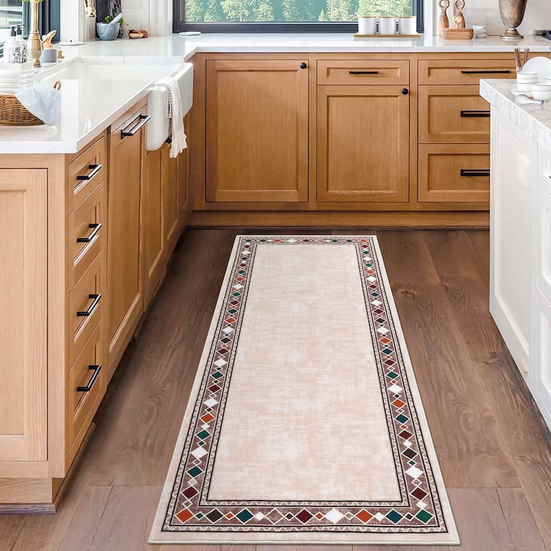 Garvee Machine Washable Rug Modern Bordered Area Rugs