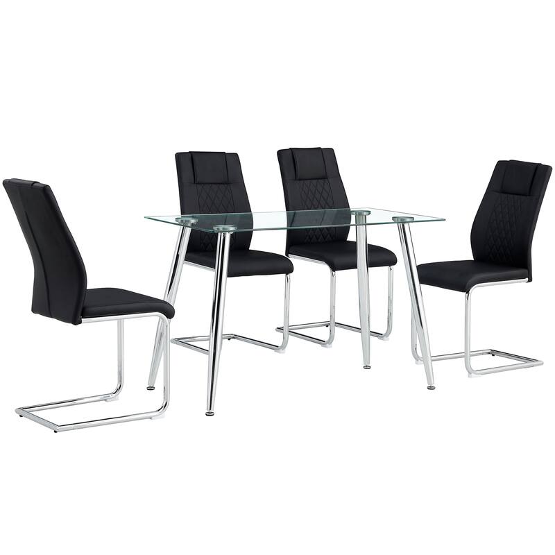 Modern Upholstered Dining Room Chairs Set of 8, Faux Leather High-Back Kitchen, Living & Conference Side Chairs with Metal Legs