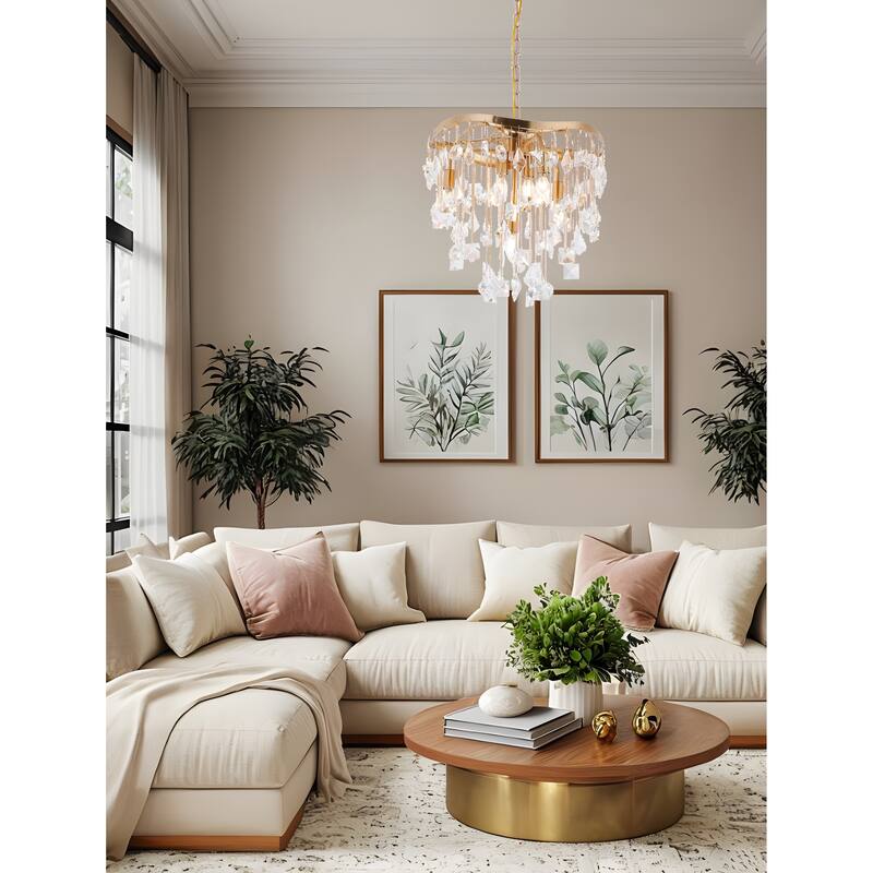 6-Light Crystal Cascade Statement Chandelier