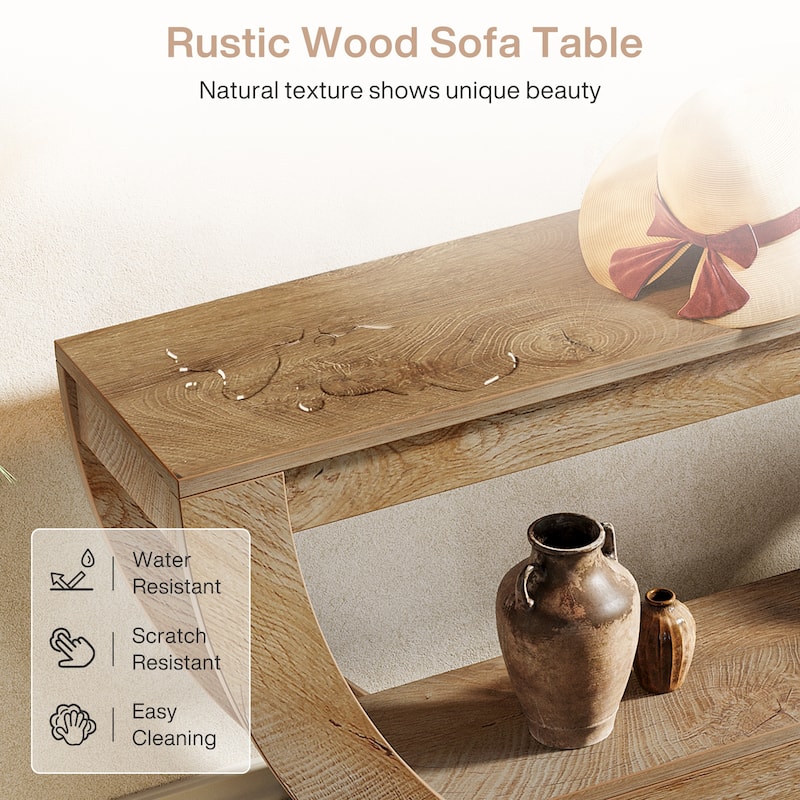 63-Inch Arched Console Table for Entryway, 2-Tier Narrow Long Sofa Table - 63" L x 11.81" W x 31.69" H