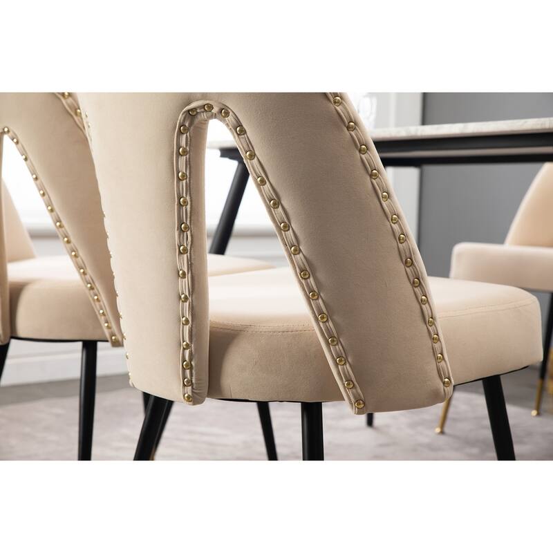 Upholstered Dining Chair with Nailheads and Legs