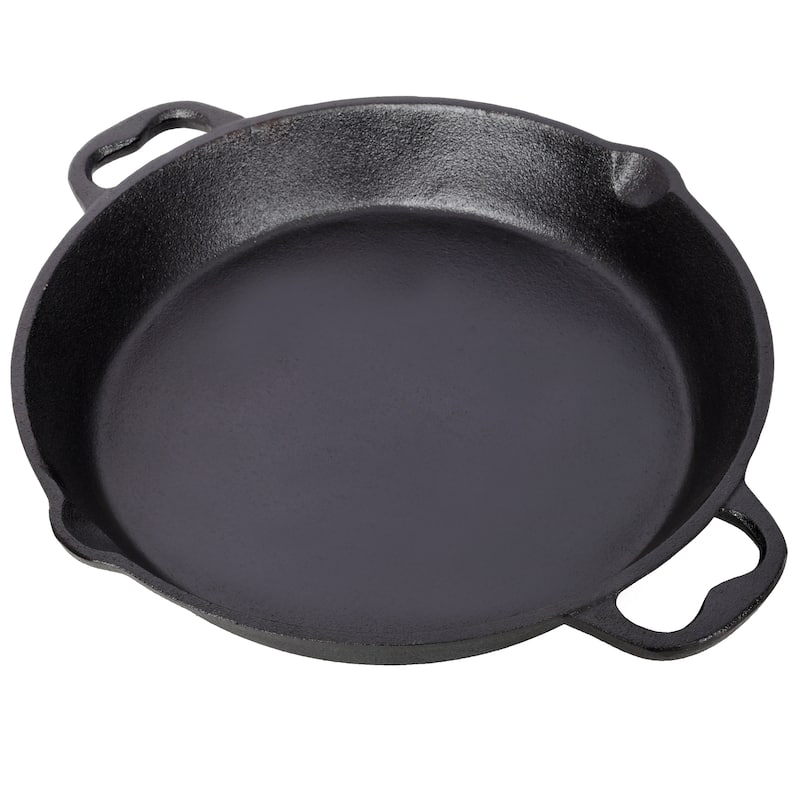 Anmytek Large Cast Iron Skillet Heavy Duty Pan Pre Seasoned Stovetop Oven Safe Cookware