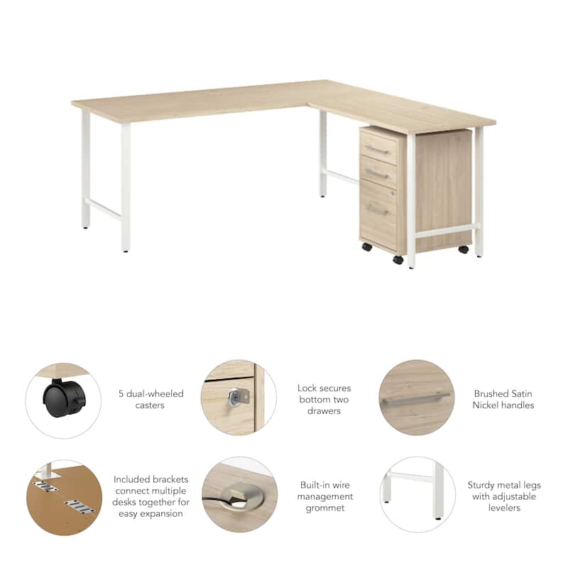 Bush Business Furniture Hustle 72W x 30D L Shaped Desk with Drawers