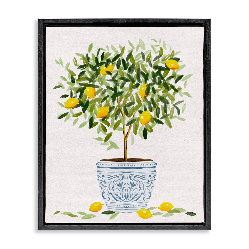 Stupell Lemon Tree Detailed Planter Framed Floater Canvas Wall Art Design by Ziwei Li